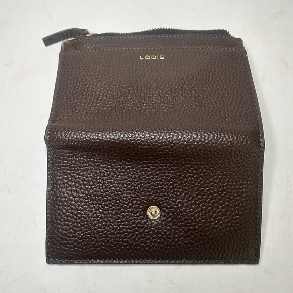 LODIS Kate North South French Purse Coin Purse Card Wallet Brown Leather - Picture 16 of 16